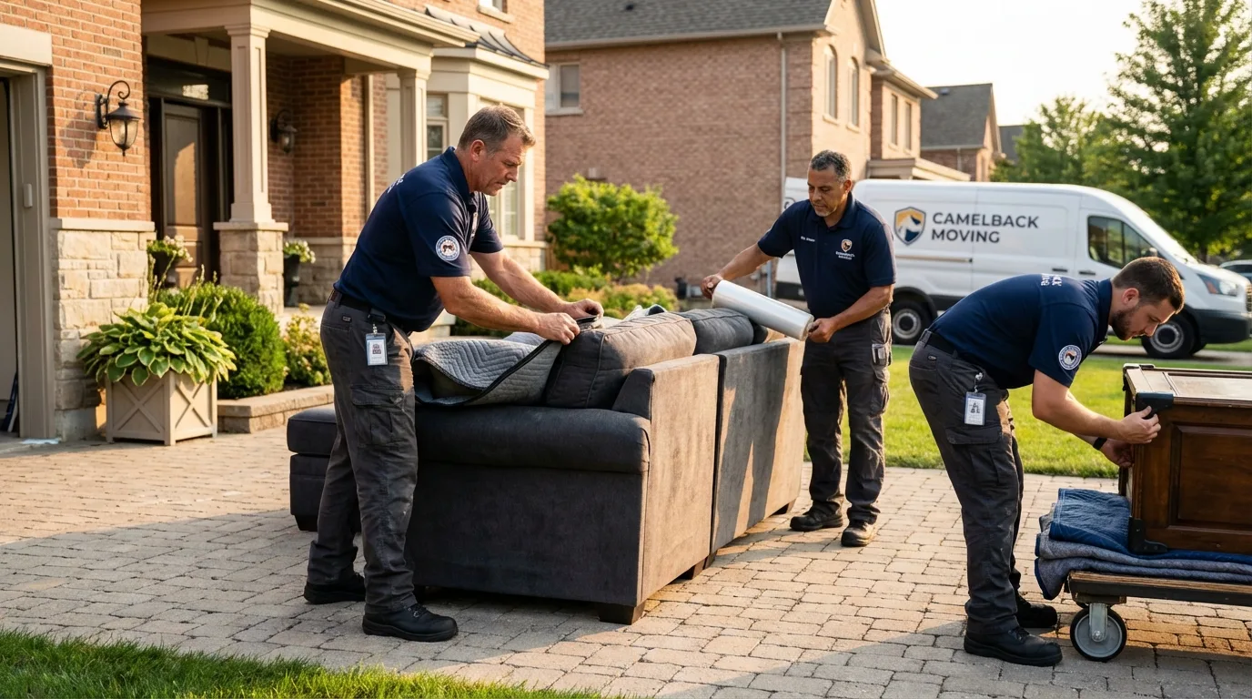 Large estate moving crew wrapping furniture in Many Farms, AZ