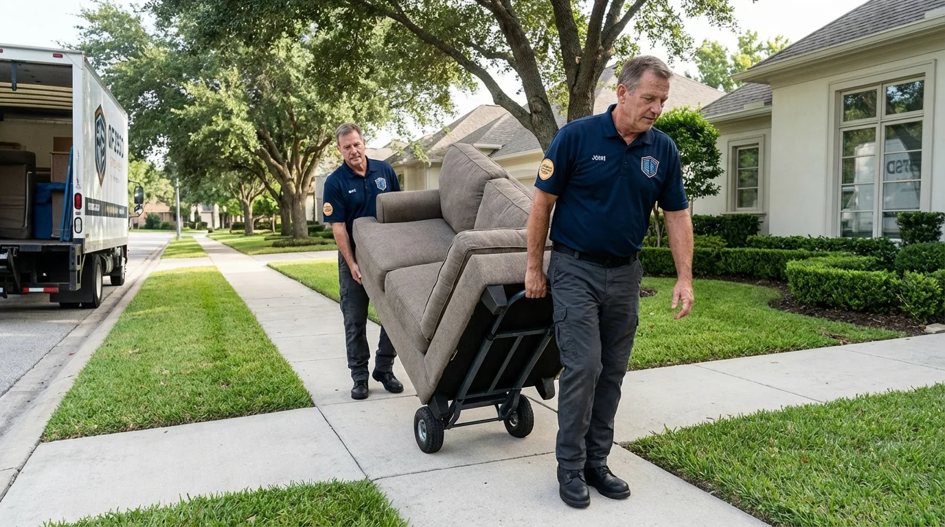 Local residential moving crew loading furniture in Many Farms, AZ