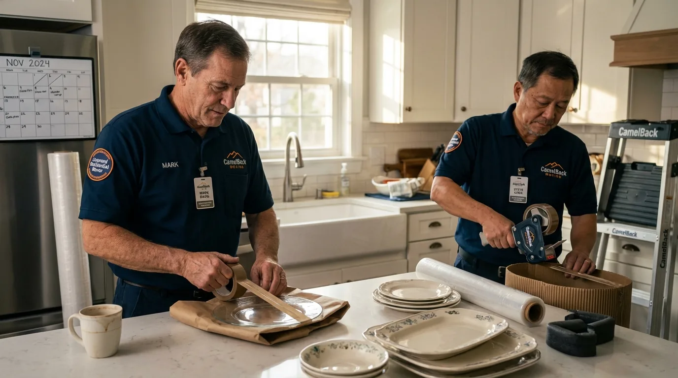 Professional crew packing kitchen dishware in Many Farms, AZ